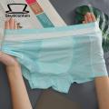 Men Underwear Men's Breathable Mesh Boxer Briefs with Elastic Waistband Lightweight Ice Silk Underwear for Comfort Style Men Boxer Briefs. 