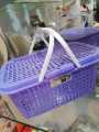 Premium Basket with Handle & Lid For Outdoor Carry - Top Quality Plastic Basket For Picnic & Travel - Carry Basket for Daily Use - Baby Clothes Basket (12 inch length 8 inch width 6 inch height). 