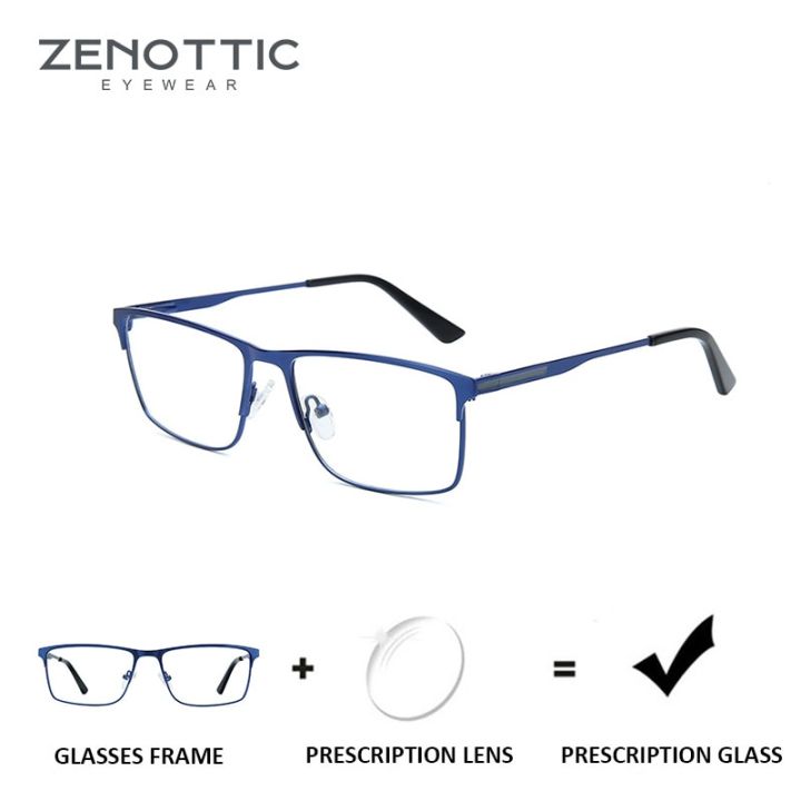 ZENOTTIC Alloy Square Progressive Prescription Glasses for Men Women Anti Blue Light/Photochromic Optical Eyeglasses