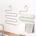 Multi Functional Organizer Trouser Pants Rack Shelves 5 in1 Stainless Steel Wardrobe Magic Hanger Clothes Shelf Tie Scarf Cloth Hang Bars Closet Cupboard. 