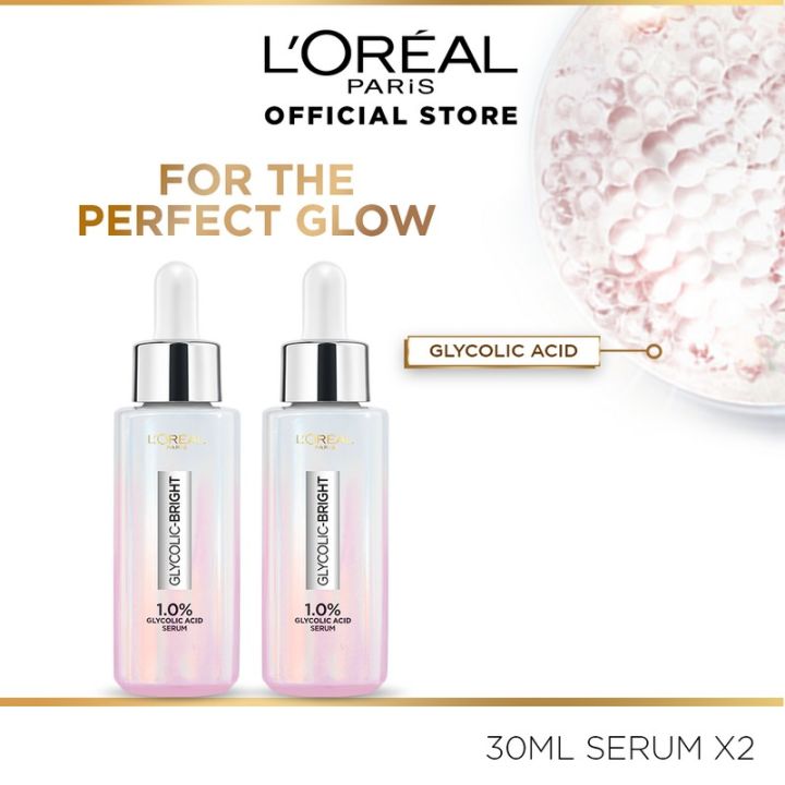 L'Oreal Paris - Glycolic Bright Instant Glowing Face Serum - 30 ML (Pack of 2)