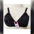 IMPORTED JERSEY STUFF MADE BLACK COLORED 36 SIZED PRINTED BRA FOR HER. 