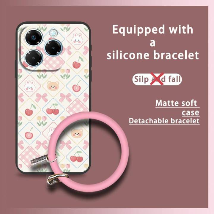 soft case Anti-knock Phone Case For infinix Note40X 5G/X6838 bracelet protective solid color funny creative cute Cartoon