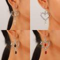 1 Pair Of Retro Gothic Style Thorn Heart Design Earrings, Heart-Shaped Earrings With Spikes, Neutral Earrings Holiday Party Gift YINGYING. 