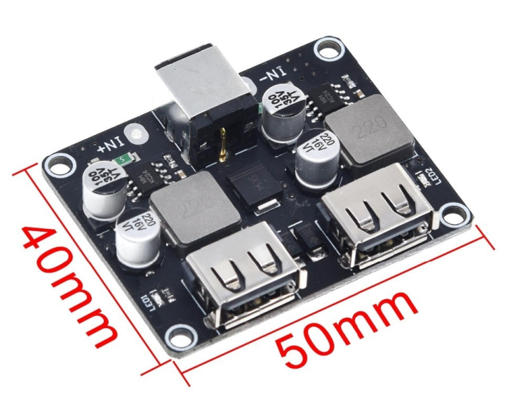 24w QC3.0 QC2.0 2-Channel 6-32V DC Supply to 5v 9v 12v (Auto) Fast Charger Double USB 12v Battery to Quick Mobile Charging Circuit Board