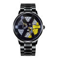 Trendy Sports Car Wheel Hub Brake Caliper Black Technology Stitching Design Large Dial Fashion Watch Swiss Watch. 