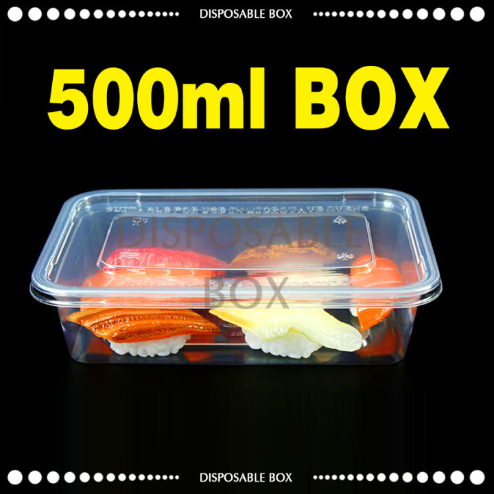500ml Disposable Food Storage Box, Clear Transparent Plastic, Microwave Plastic Box, Disposable Tiffin Box