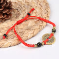 Chinese Feng Shui I Ching Ancient Coin Red String Attract Lucky Wealth Bracelets. 