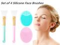 Set of 4 Facial Applicator Brushes for Applying Facial Mask, Soft Silicone Facial Cleansing Brush Pad Cosmetic Scrapers.. 