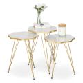 Mdf Wood Daisy Nesting Table With Metal Stand Set of 3 Round table Table Decoration coffee table Daisy coffee table dining table Nesting table set Side Table Coffee Table nesting table Decor - Set Of 3 Side Tables. 