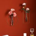 Wall-mounted Glass Vase Home Decor Wall Decoration Iron Hanging Flower Vases Hydroponic Plants Container Wedding Decoration. 