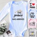 2 【HOT】 The Prince Has Arrived Printing Newborn Baby Boy Clothes Set Toddler Romper Summer 2022 New Born Jumpsuit Clothing For Newborns. 