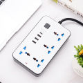 Universal Extension Lead with Multiple Function, 3 Pin Socket Outlet with 6  Surge Protector Sockets | 3 USB Port | 1 Type-C Port,3M copper wire Electric Mains Strip for Home,Kitchen,and Office. 