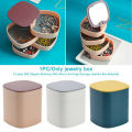 4-Layer Jewelry Box with Mirror, 360 Degree Rotatable Jewelry Organizer with Lid, Cylindrical Storage Case. 