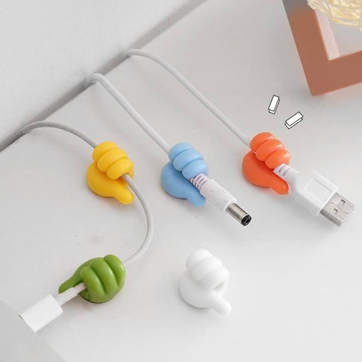 Adhesive Wall Hook  Multipurpose Wall Mounted Silicone Thumb Holder Bedroom,Cable Wire Holder Multicolor