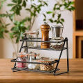 High-Quality 2-Tier Metal Spice Rack for Kitchen | Multipurpose storage rack Organizer-Spice Racks with Spice Jars,Wall Mounted Spice Rack,Portable Jar Stand,Bathroom Storage Shelf,Shampoo Holder,Makeup Stands!-kitchen and bathroom organizers-black-white. 