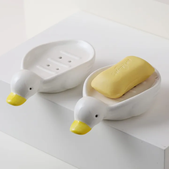 Soap%20Dish%20Self%20Draining%20Soap%20Holder%20Cute%20Duck%20Shape%20Soap%20Rack%20for%20Shower%20Bathroom%20Tub%20Kitchen%20Sink%20CeramicTray%20Holder%20(Duck)%20-%20Image%202