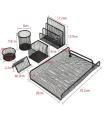 6in1 Desk Organizer Table Set Pen Stationery Holder Stand & Letter Tray story Tier Metal Mesh. 