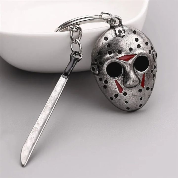 Halloween Horror Movie Friday Jason Voorhees Mask Machete Alloy Key Chains Keychain Key Chain Key Ring Jewelry Accessories