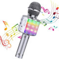 5 in 1 Wireless Karaoke Microphone with LED Lights – Bluetooth Mic Speaker for Kids Singing, Music & Fun – Rechargeable & Portable. 