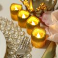 Glitter Flameless Led Candles Battery Operated for Bedroom Decoration (Silver,Golden & Red) Pack of 3. 