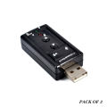 Pack Of 3 Mini External USB Sound Card 7.1 CH 3D Audio Adapter With 3.5mm Headset Jack For PC And Notebook. 