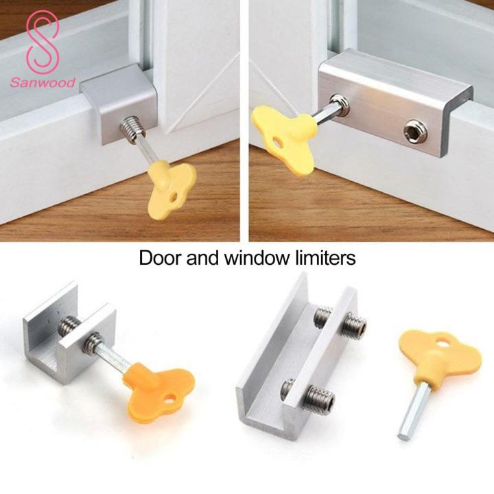 Sliding Windows Stopper Adjustable Single/Double Buckle Sliding Door Limiter Safety Lock
