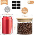 6pcs set Glass Jar with Wooden Lid Glass Jars Set,Upgrade Spice Jars with Wood Airtight Lids and Labels, 6 Piece Small Food Storage Containers for Home Kitchen, Tea, Herbs, Sugar, Salt, Coffee, Flour, Herbs, Grains… - 450 ml. 