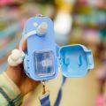 Vital Creations 1pc, Cute Cartoon Train Water Bottle with Straw and Strap Portable Drinking Cup for Summer Travel and Birthday Gifts. 