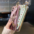 dienya For OPPO F9 Case Whit Wristband New Design Phone Case For Girl Women Thin Pattern Fashion Priness Shockproof Plating Silicone Casing Full Cover SoftCase Protection Cases. 
