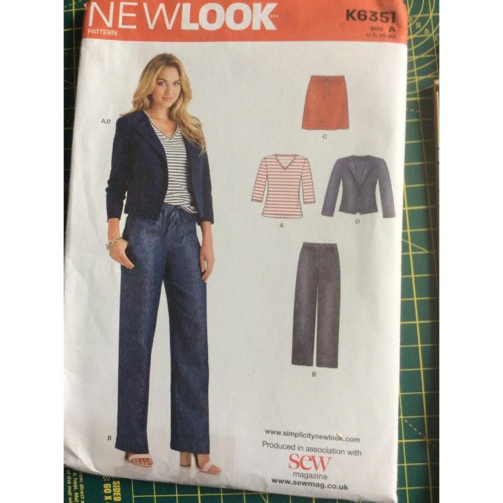 New Look K6351 sewing pattern trouser, skirt, jacket & top sz US 10-22 unused