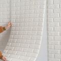 Happy life Self adhesive wallboard bathroom 3D foam decorative wallpaper waterproof and moisture-proof design home decoration wall sticker. 