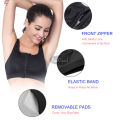 OIMG Women Sports Bra Front Zipper Closure Professional Anti Vibration Bra Padded Sports Bra Shockproof Sports Bra With Removable Pads For Workout Running Gym Exercise. 