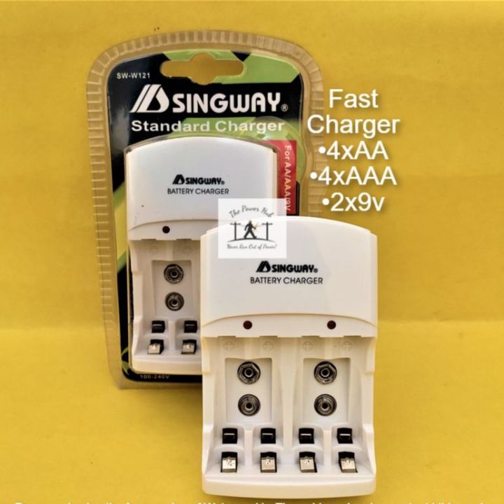 Original SINGWAY Fast Charger 4x AA AAA 1.2v Rechargeable Cell + 2x 9v Battery Travel Adapter Batteries Cells