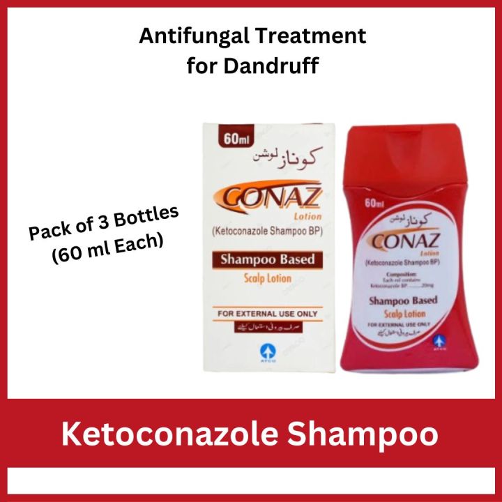 Conaz Ketoconazole Shampoo For Dandruff and Fungal Treatment in Kids and Adul ts | Pack of 3