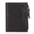Leather Men Wallets Name Engraving Cow Leather Short Card Holder Men Purse Double Zipper Male Wallet. 