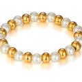 Pearl Bracelet white & Golden beads for Girls Women. 