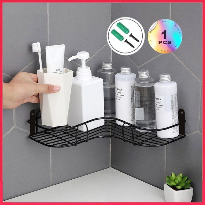 Bathroom and Kitchen Corner Frame - Wrought Iron Shower Shelf and Storage Rack