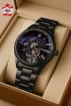 TOSHI Men's Black Luxury Skeleton Automatic Watch – Stylish Stainless Steel Mechanical Wristwatch for Men. 