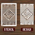 Modern kufic Kalma Calligraphy Islamic Reusable Stencil for Canvas and wall painting.ID#4083. 
