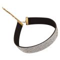 2X Women Velvet Full Diamond Crystal Rhinestone Choker Collar Boho Necklace Jewelry Silver Color. 