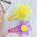 Colorful Sunflower Hairpin for Baby Girls Smile Face Acrylic Hair Clips Cute Barrettes Children Kawaii Baby Hair Accessories. 