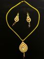 One Carat Gold Royal Necklace Set Maroon  Artificial Gold Crystal Stone Necklace Chain Set With Earrings Necklace Set with Wire Hook Earrings. 