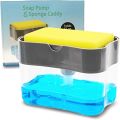 2 in 1 Scrubbing Liquid Detergent Dispenser Press-type Liquid Soap Box Pump Organizer with Sponge Kitchen Tool. 