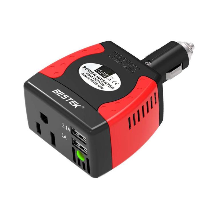 150W Inverter DC 12V to AC 220V Car Outlet Voltage Adapterwith 0.5A USB Charg Ports