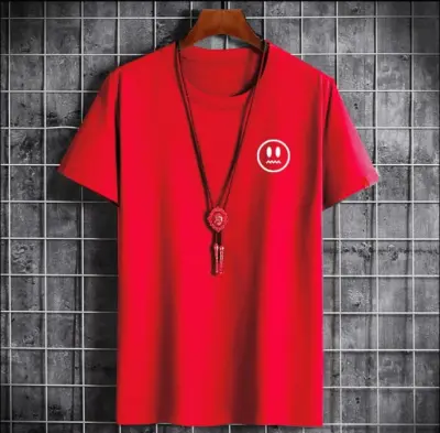 New Smiley Printed Smart Fit Double Stitched Cotton Jersey Trendy Summer Wear T-Shirt