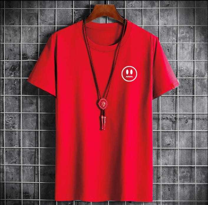 New Smiley Printed Smart Fit Double Stitched Cotton Jersey Trendy Summer Wear T-Shirt