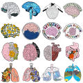 Creative Body Organ Enamel Pins Heart Brain Lung Kidney Flower Letter Color Alloy Brooch Badge Punk Jewelry Gift For Friends. 