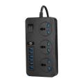 Original Smart Extension Cord Wire Board Multi Socket Lead Universal with 6 USB Ports and 3 Sockets 2500W/10A 6.5ft/200cm Premium Quality. 