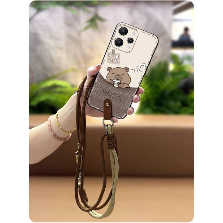 Soft case TPU Phone Case For Redmi12 4G Crossbody Fashion Design Necklace Silicone Waterproof Anti-dust Graffiti Cartoon